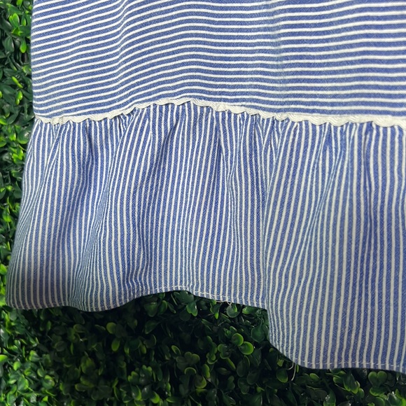 Altar’d State Light Blue Striped Peplum Top ~ Women's S Ruffles Sleeveless Lace - Picture 5 of 6